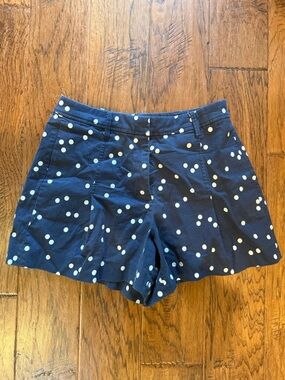 J. Crew Navy Polka Dot High-Waist Shorts